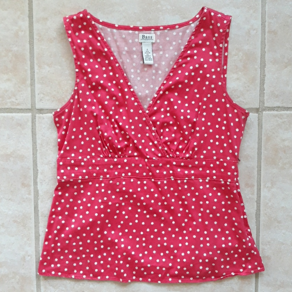 *Host Pick*Bass dark pink polka dot top - Picture 1 of 8